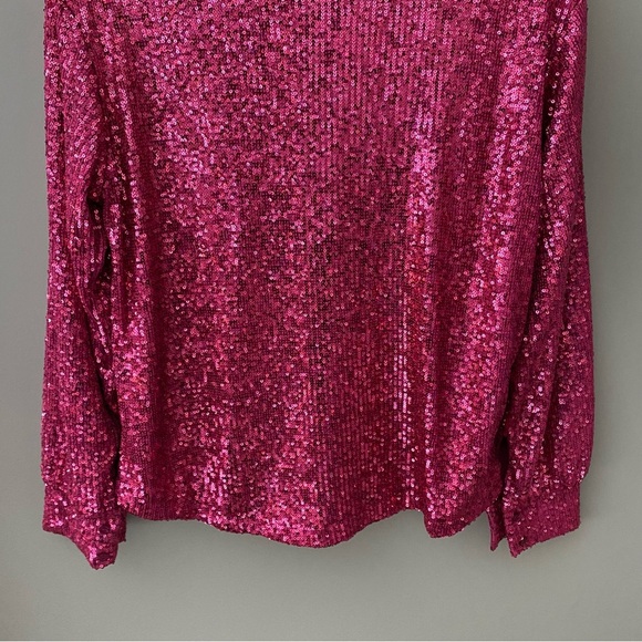 Rachel Zoe Sequin Button Up Top Pink Sz Small - Picture 8 of 8